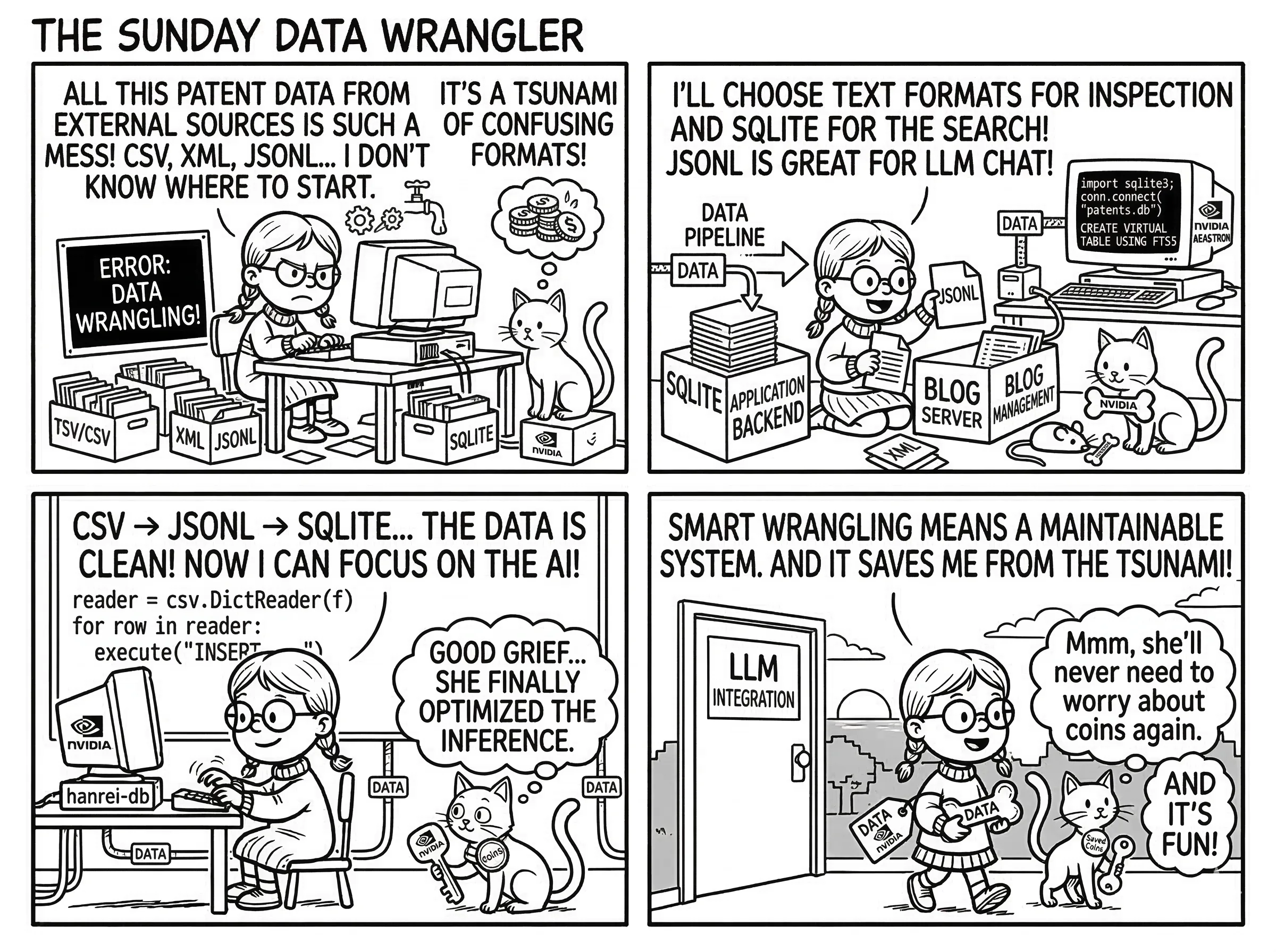 SQLite vs JSONL vs XML vs TSV — Data Wrangling for AI Projects
